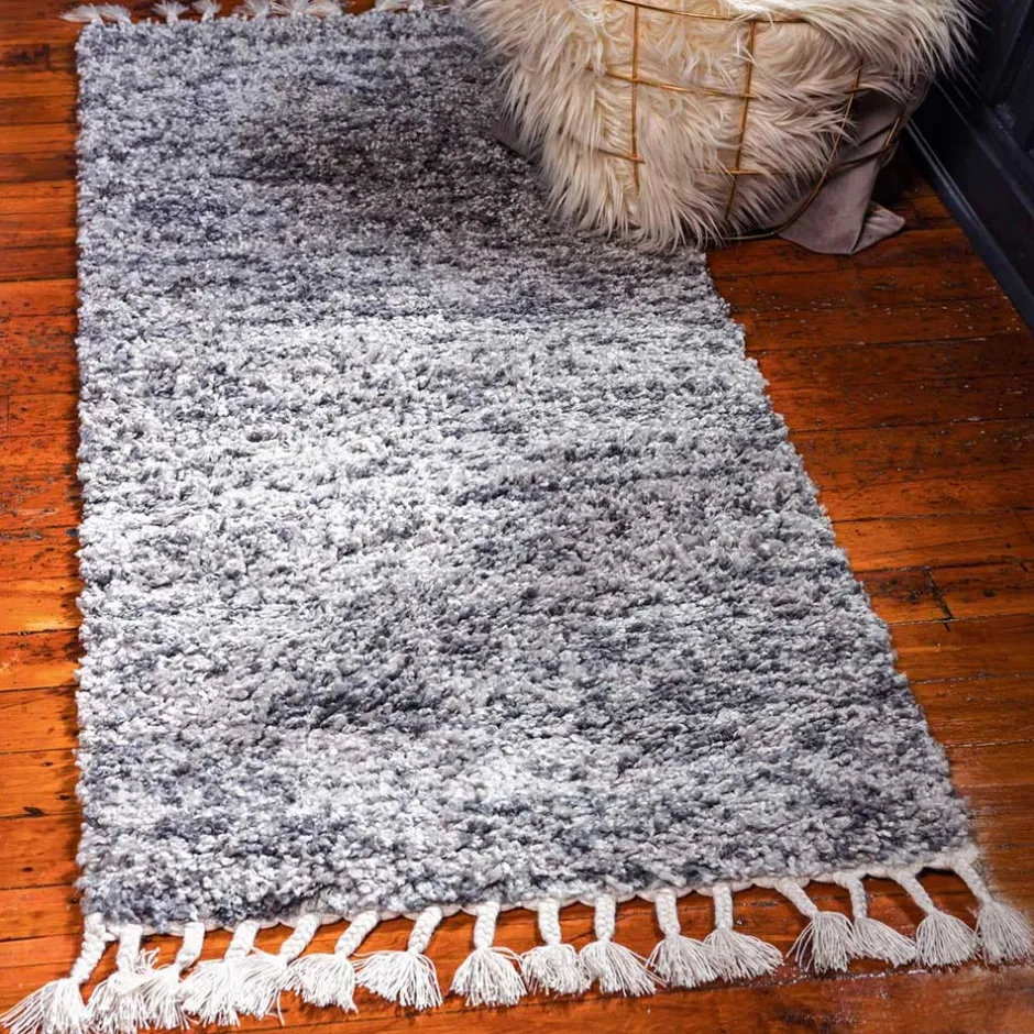 Hochflor Läufer Teppich in Grau und Creme - Cesario^Wohnen Hot