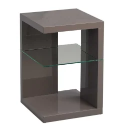 Hochglanz Beistelltisch in Anthrazit Jenva mit Glas Zusatzablage^Wohnen New