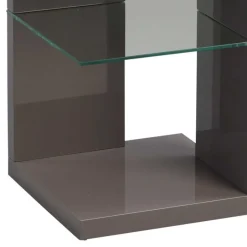 Hochglanz Beistelltisch in Anthrazit Jenva mit Glas Zusatzablage^Wohnen New