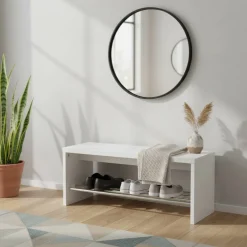 Wohnen Hochglanz Garderobenbank Ice mit Schuhablage