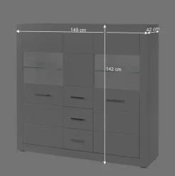 Wohnen Hochglanz Highboard in Weiß mit Glas Yulis 3-türig