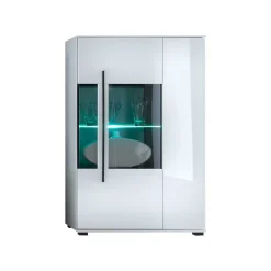 Hochglanz Highboard Jetongos in Weiß Glas^Wohnen Discount