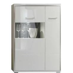 Wohnen Hochglanz Highboard Tacroma in Weiß Glas