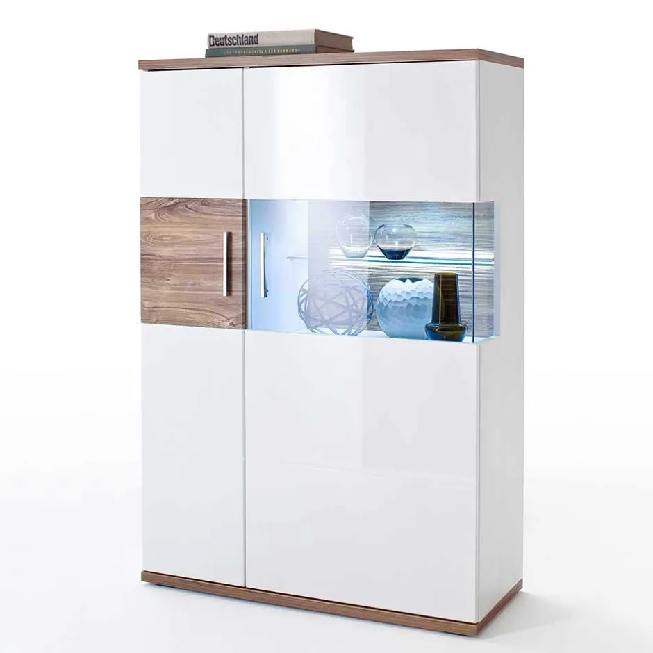 Wohnen Hochglanz Highbord in Weiß - Icadro