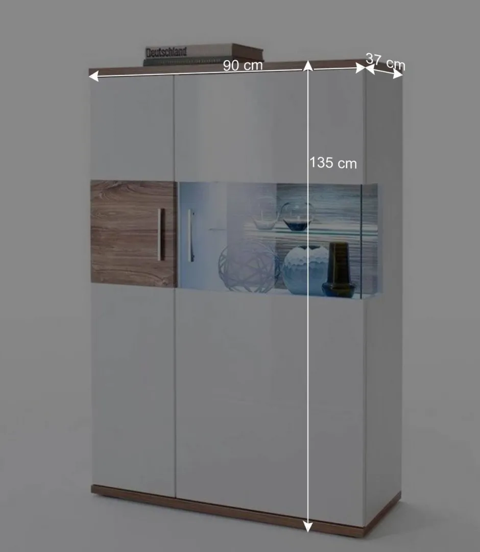 Wohnen Hochglanz Highbord in Weiß - Icadro