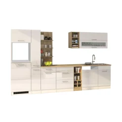 Hochglanz Küchenmöbel in Weiß - Cuneo (zehnteilig)^Wohnen