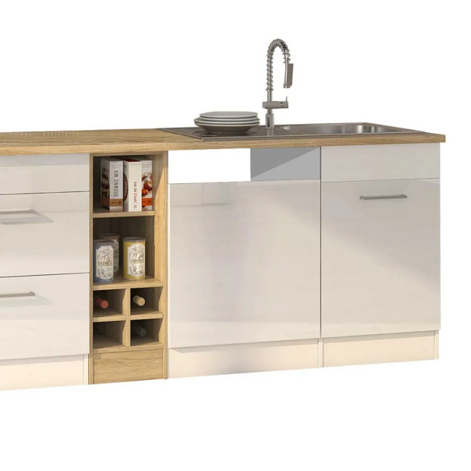 Hochglanz Küchenmöbel in Weiß - Cuneo (zehnteilig)^Wohnen