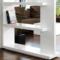 Wohnen Hochglanz Raumteiler Design Regal in Weiß - Jasmon