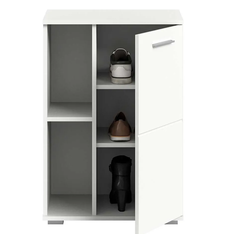 Wohnen Hochglanz Schuhkommode in Weiß - 2 Fächer & Tür - Rugova