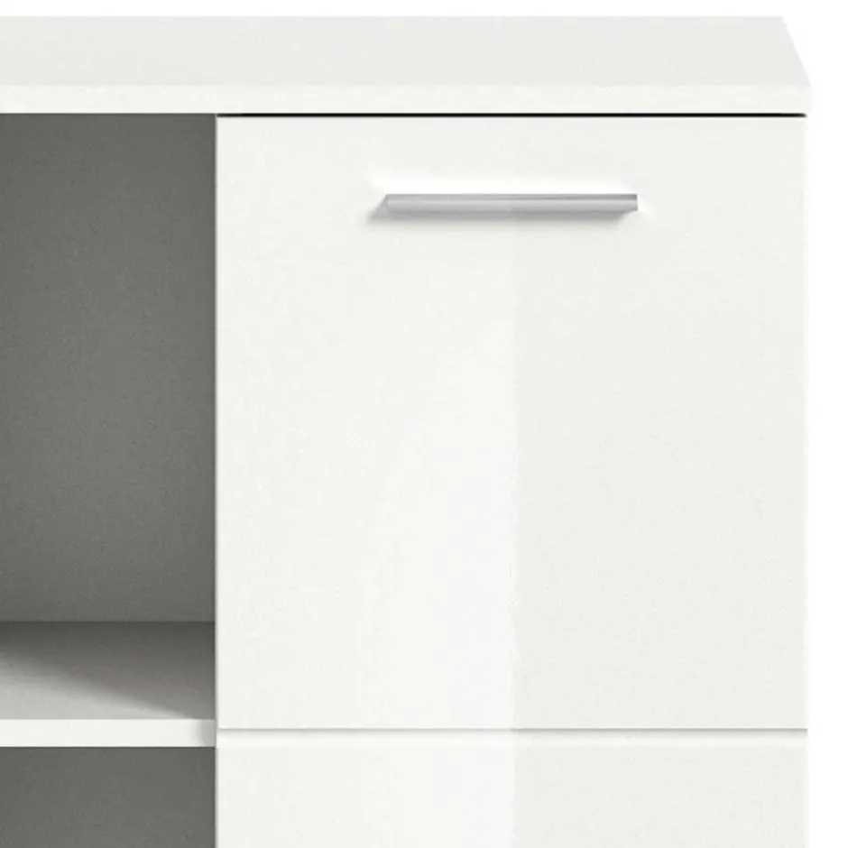 Wohnen Hochglanz Schuhkommode in Weiß - 2 Fächer & Tür - Rugova