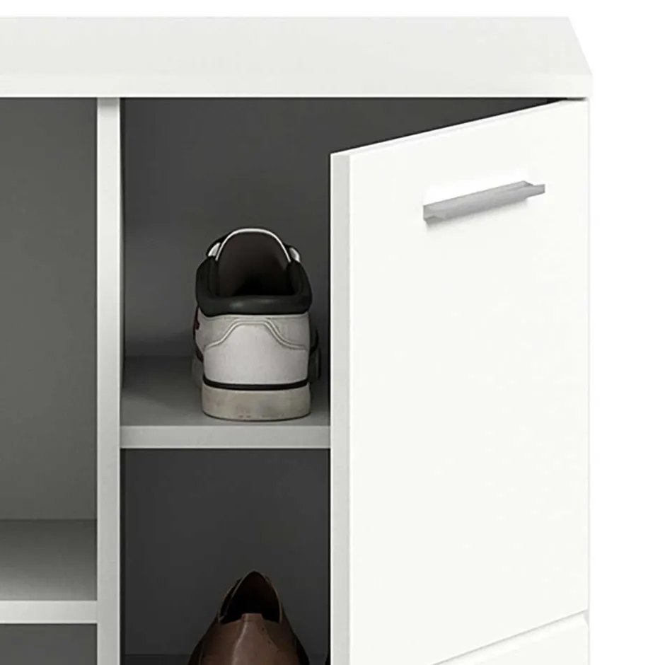 Wohnen Hochglanz Schuhkommode in Weiß - 2 Fächer & Tür - Rugova