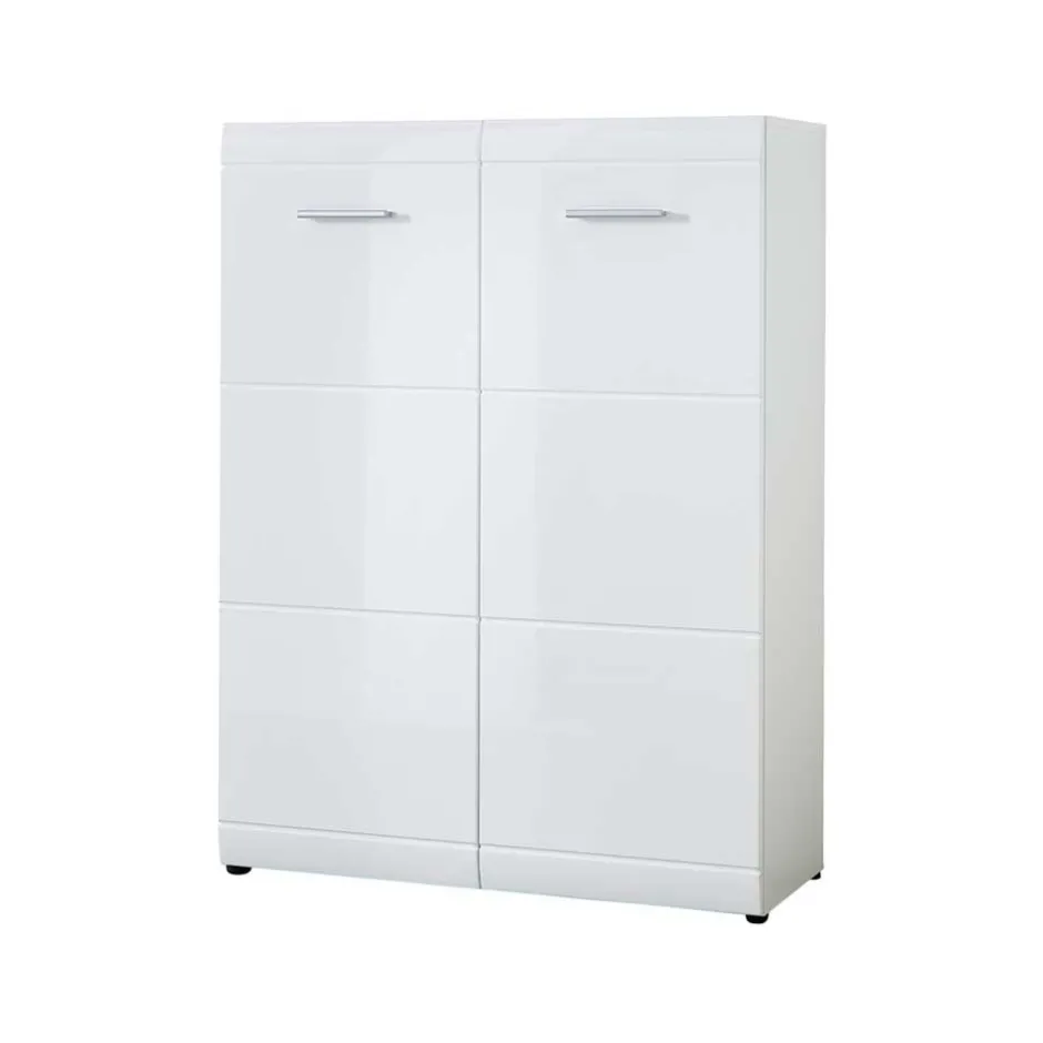 Wohnen Hochglanz Schuhschrank Tiondon in Weiß