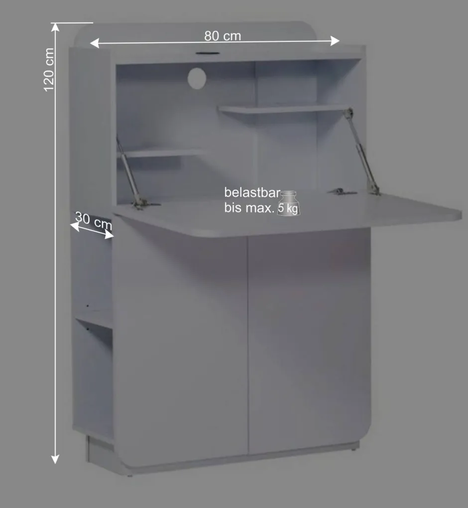 Hochglanz Sekretär Vignola in Weiß^Wohnen Clearance