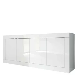 Wohnen Hochglanz Sideboard in Weiß 4-türig - Sogno