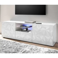 Hochglanz TV Board in Weiß mit Druck - Vovasoma^Wohnen Discount