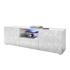 Hochglanz TV Board in Weiß mit Druck - Vovasoma^Wohnen Discount