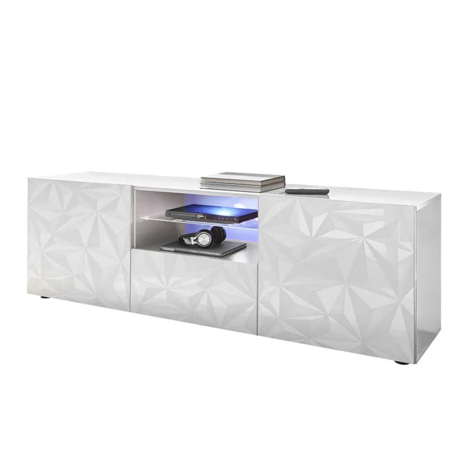 Hochglanz TV Board in Weiß mit Druck - Vovasoma^Wohnen Discount