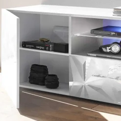 Hochglanz TV Board in Weiß mit Druck - Vovasoma^Wohnen Discount