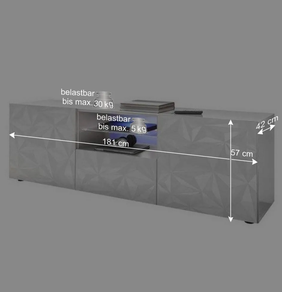 Hochglanz TV Board in Weiß mit Druck - Vovasoma^Wohnen Discount