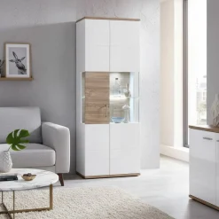 Wohnen Hochglanz Vitrine in Weiß - Icadro