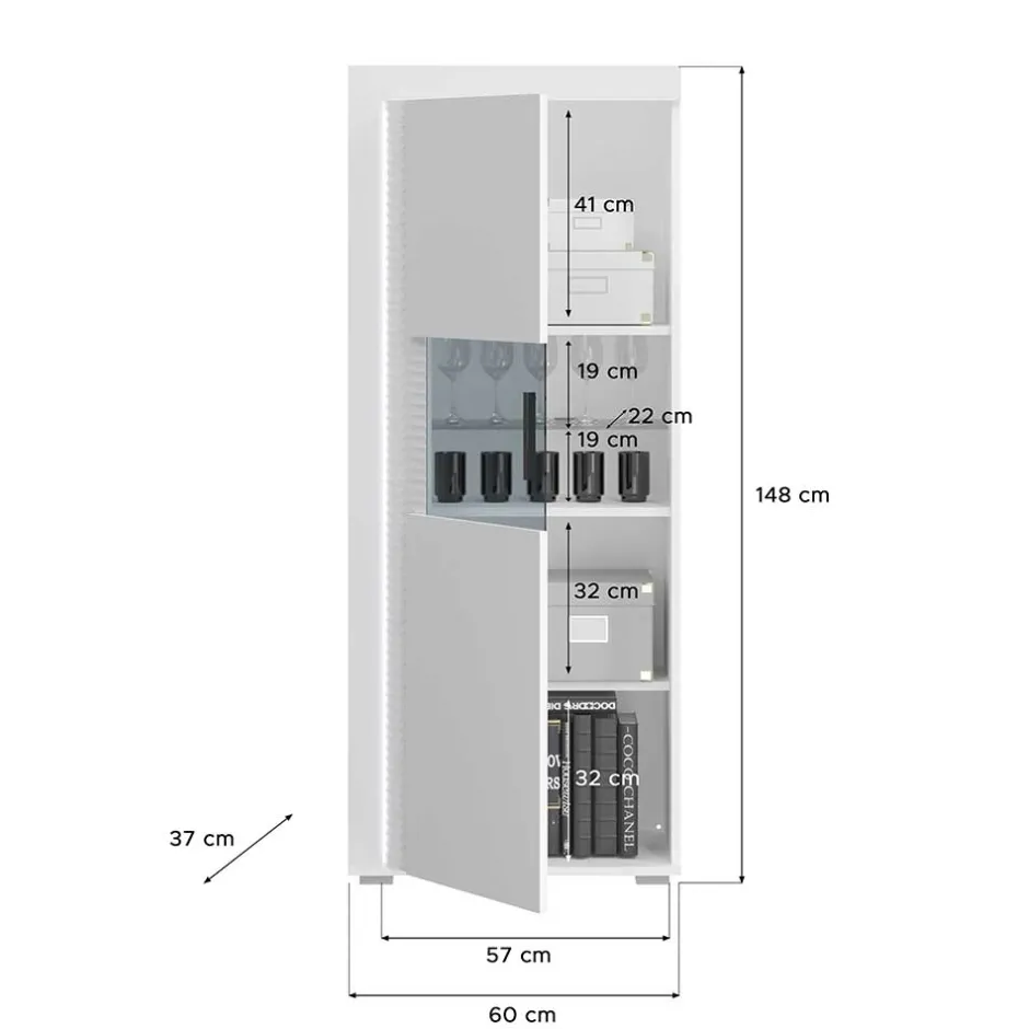 Hochglanz Vitrine mit LED in Weiß - Gomata^Wohnen New