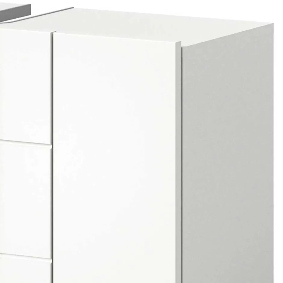 Wohnen Hochglanz Waschbeckenschrank in Weiß foliert - Vitablos