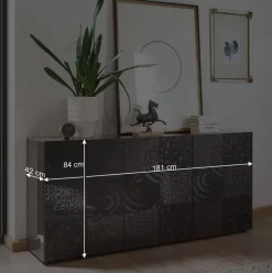 Wohnen Hochglanz Wohnzimmermöbel in Anthrazit - Ipatal (dreiteilig)