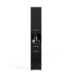 Hochglänzender Bad Hochschrank in Schwarz - Culina^Wohnen New
