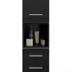 Hochglänzender Bad Hochschrank in Schwarz - Culina^Wohnen New