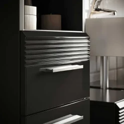 Hochglänzender Bad Hochschrank in Schwarz - Culina^Wohnen New