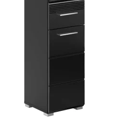 Hochglänzender Bad Hochschrank in Schwarz - Culina^Wohnen New