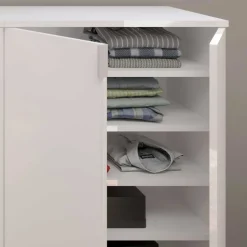 Wohnen Hochglänzender Schuhschrank in Weiß - Ejulia