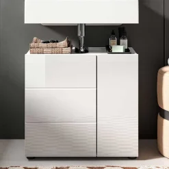 Wohnen Hochglänzender Waschbeckenunterschrank in Weiß - Vitablos