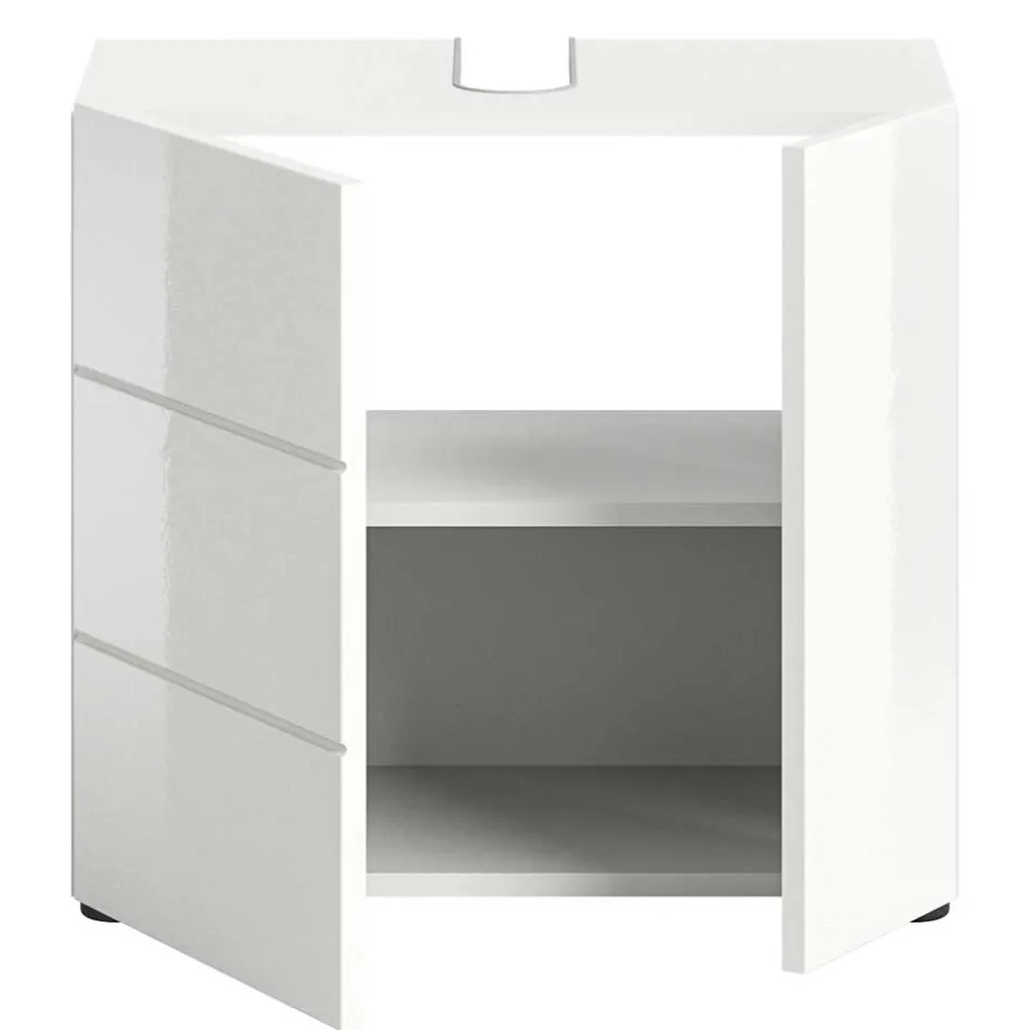 Wohnen Hochglänzender Waschbeckenunterschrank in Weiß - Vitablos