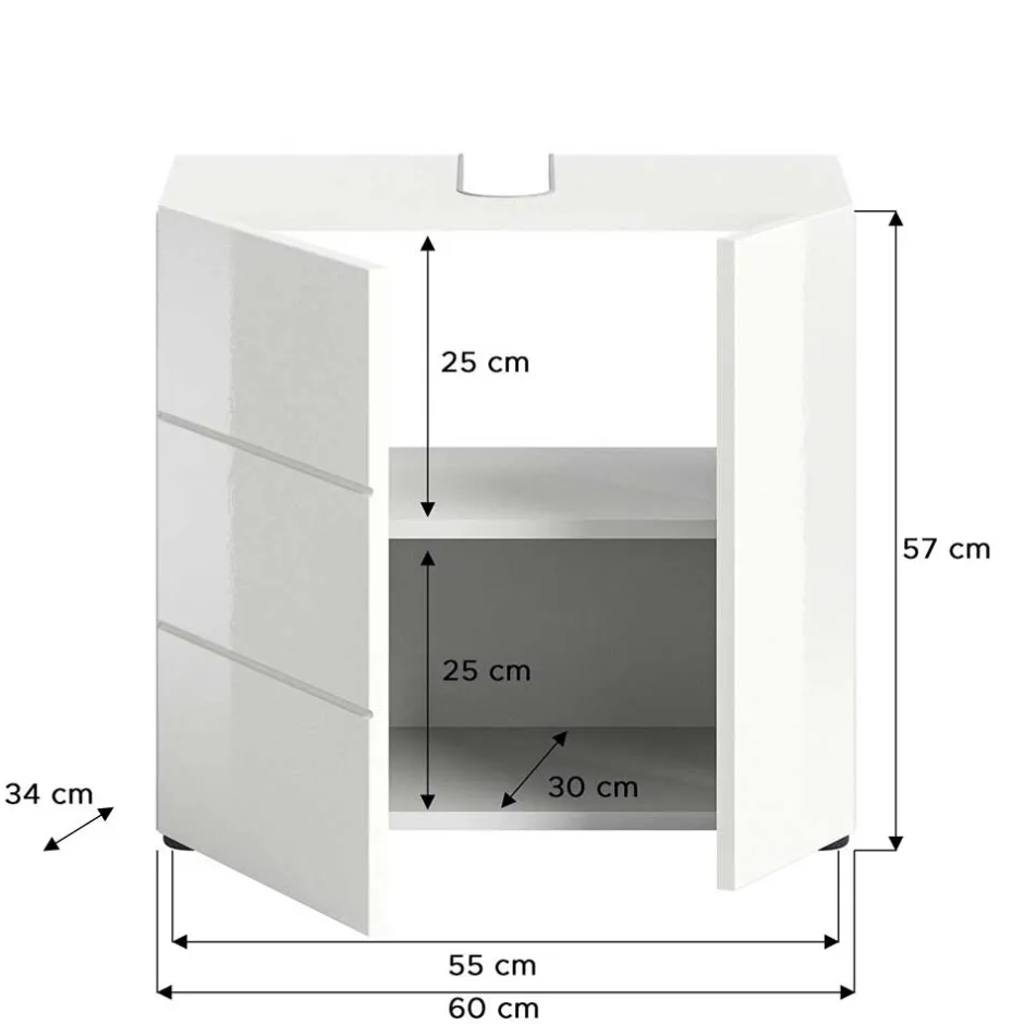 Wohnen Hochglänzender Waschbeckenunterschrank in Weiß - Vitablos