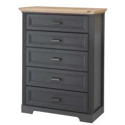 Hochkommode in Dunkelgrau und Eiche - Joe^Wohnen New