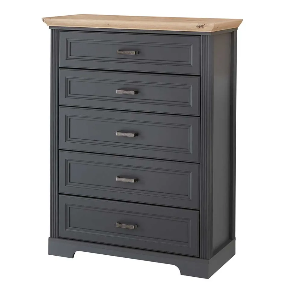 Hochkommode in Dunkelgrau und Eiche - Joe^Wohnen New