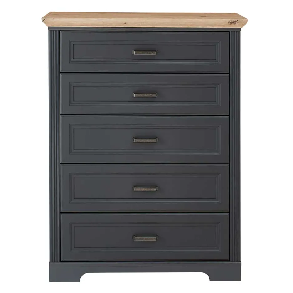Hochkommode in Dunkelgrau und Eiche - Joe^Wohnen New