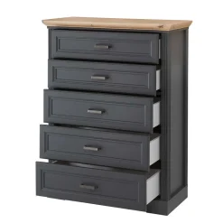 Hochkommode in Dunkelgrau und Eiche - Joe^Wohnen New