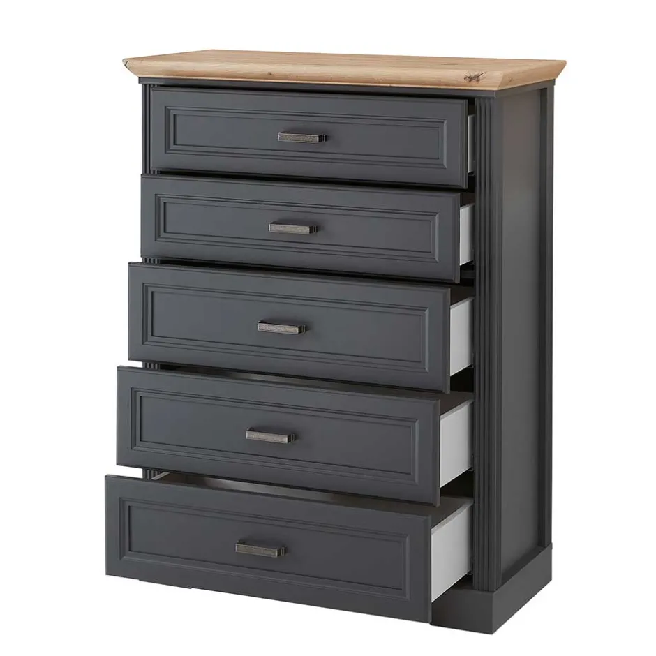 Hochkommode in Dunkelgrau und Eiche - Joe^Wohnen New