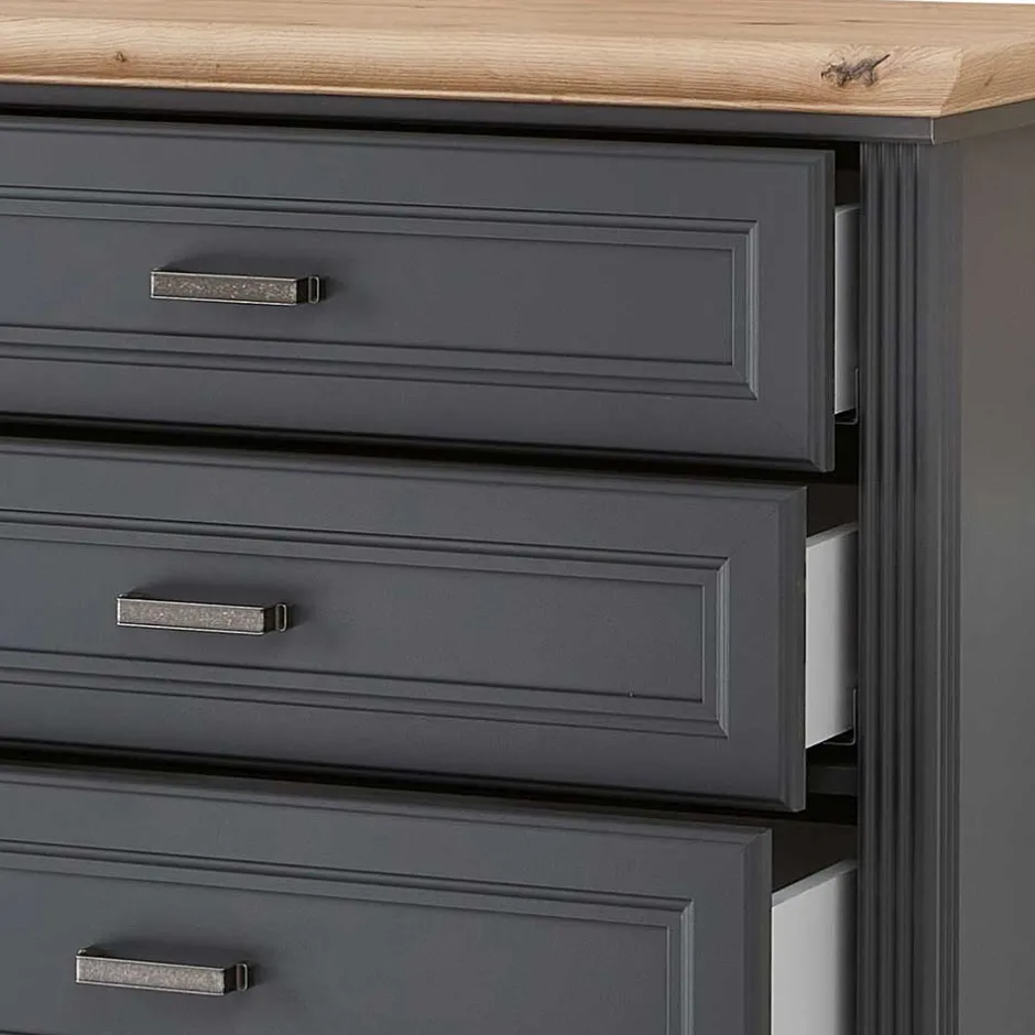 Hochkommode in Dunkelgrau und Eiche - Joe^Wohnen New