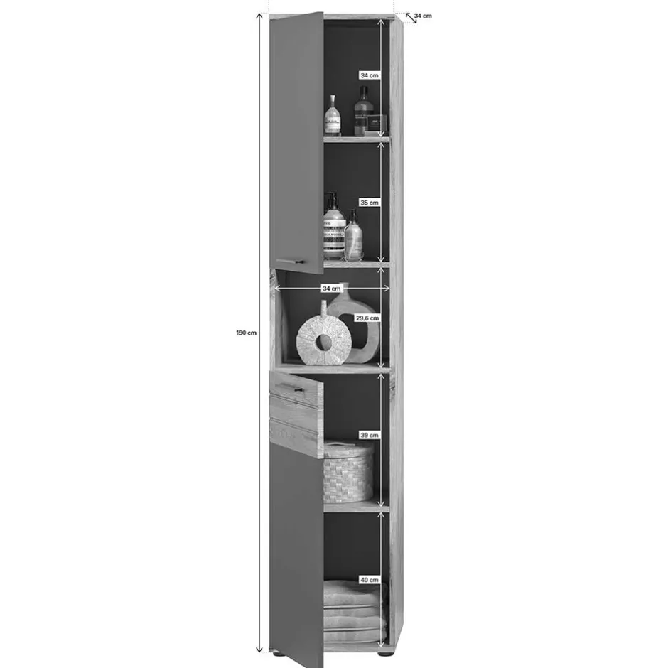 Hochschrank fürs Bad - 2-türig & Fach & Schublade - Depart^Wohnen Sale