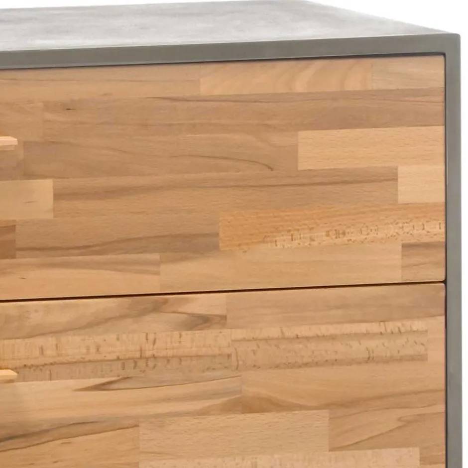 Wohnen Hochwertige Kommode in Kernbuche und Beton Optik - Haruto