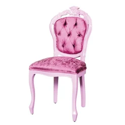 Wohnen Hochwertiger Barock Polsterstuhl in Rosa Samt - Casna