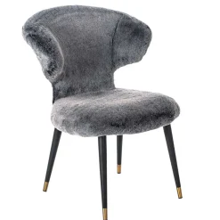 Hochwertiger Design Stuhl aus Kunstfell in Grau - Zarodrana^Wohnen Hot