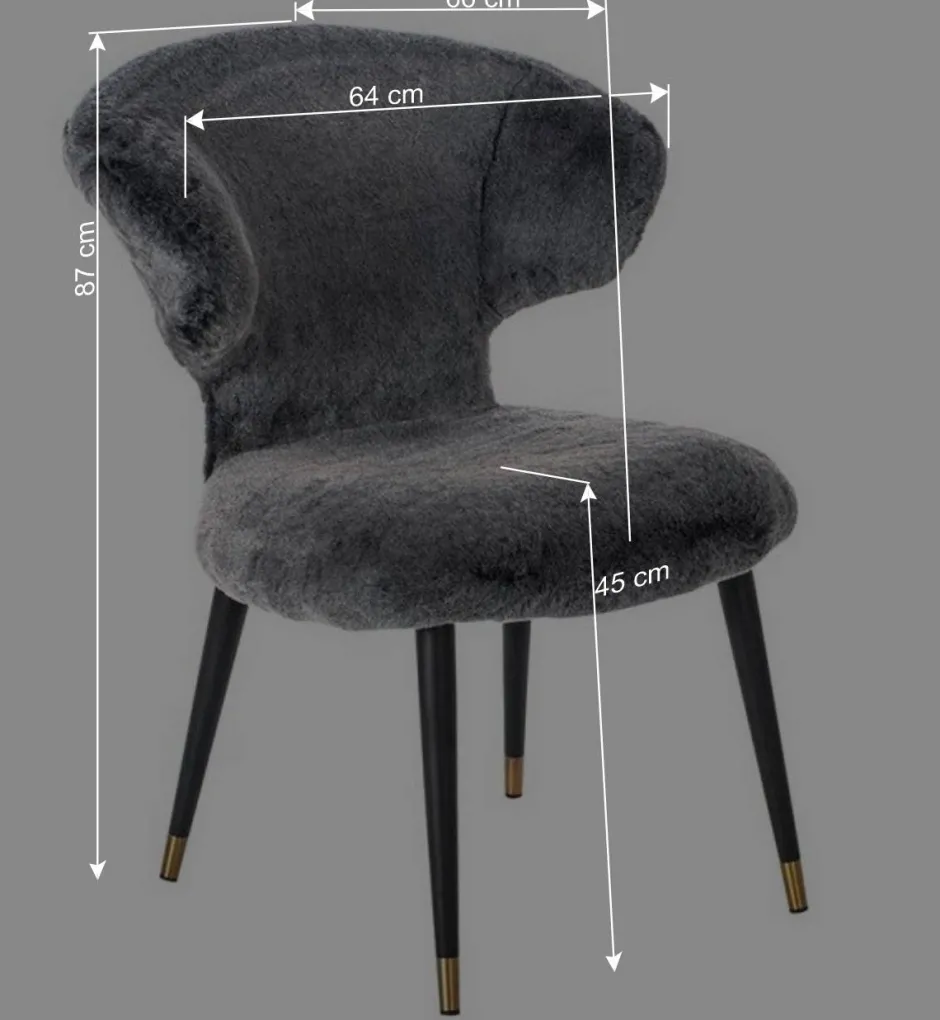 Hochwertiger Design Stuhl aus Kunstfell in Grau - Zarodrana^Wohnen Hot