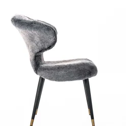 Hochwertiger Design Stuhl aus Kunstfell in Grau - Zarodrana^Wohnen Hot