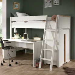 Kinder Wohnen Hochwertiges Hochbett mit Schrank - Rikardio (dreiteilig)