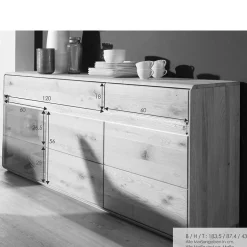 Wohnen Hochwertiges Wildeiche Sideboard 184x86x44 cm - Acmida