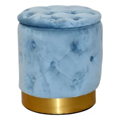 Hocker in Hellblau Samt & Gold - Santjana^Wohnen New